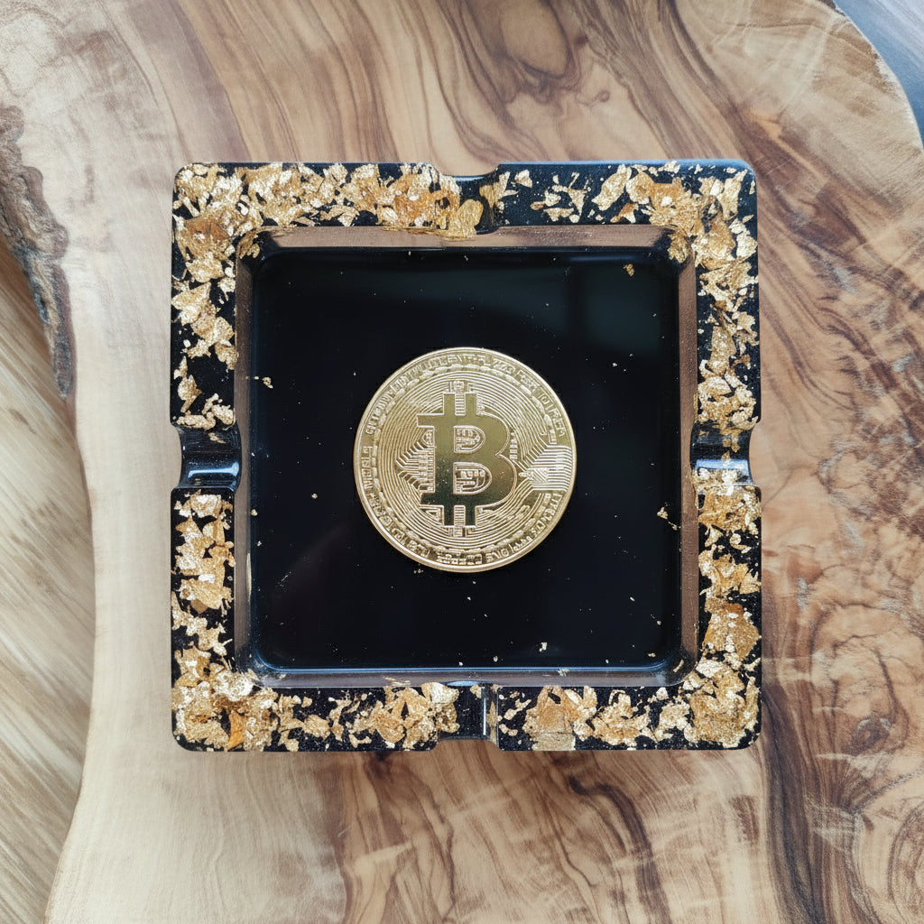 Bitcoin Aschenbecher Epoxidharz - perfektes Geschenk für BTC Fans
