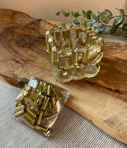 Goldene Epoxidharz Schmuckdose mit Deckel rechteckig und quadratisch - Kristall design - mit dem Deckel unten 