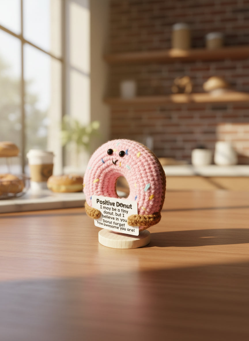 Positive Donut im einem Krapfengeschäft als Dekoration