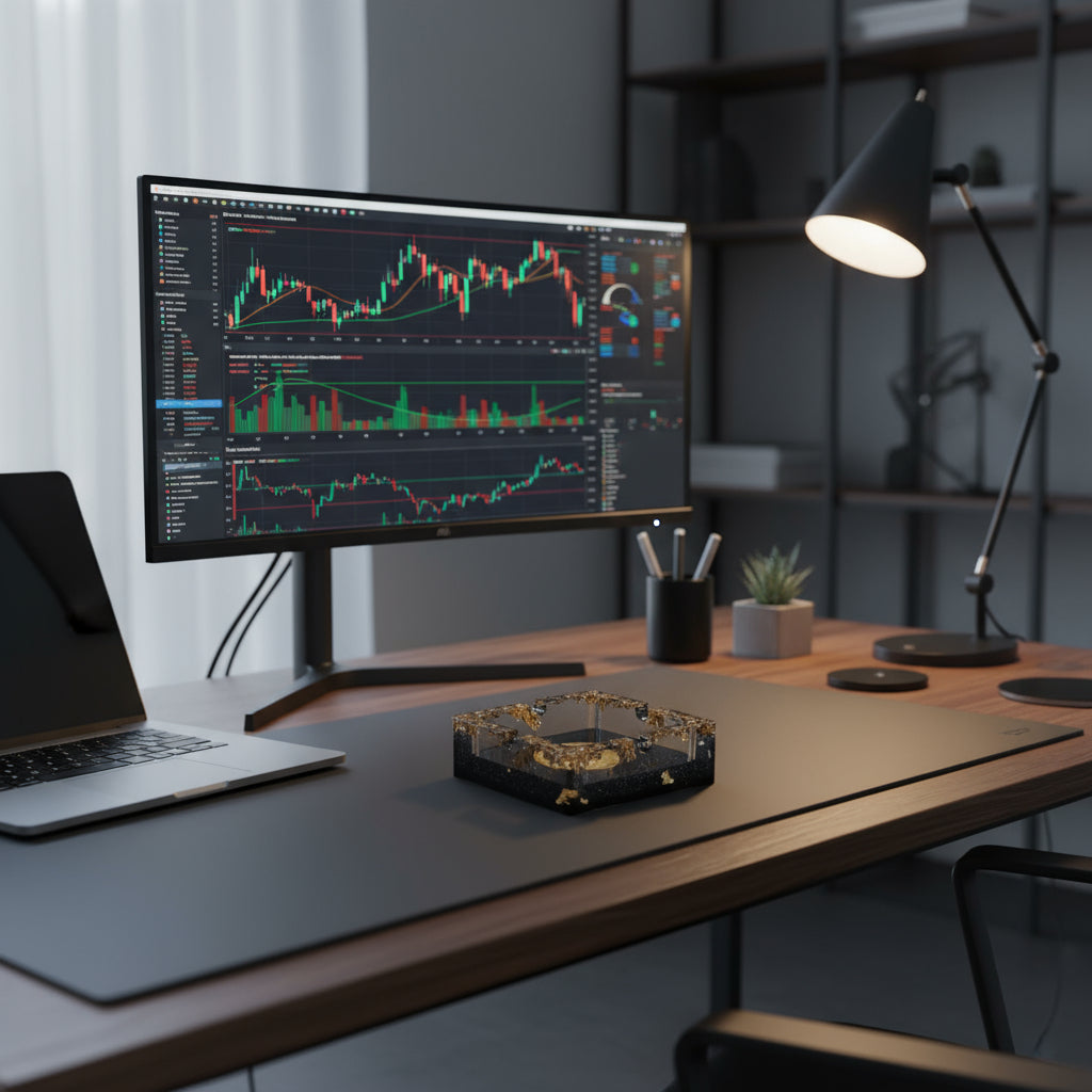 Krypto Aschenbecher aus Epoxidharz - handgefertigt mit Bitcoin Symbol
