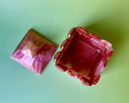 Epoxidharz Schmuckdose - Draufsicht - Farbe Rosé-Metallic