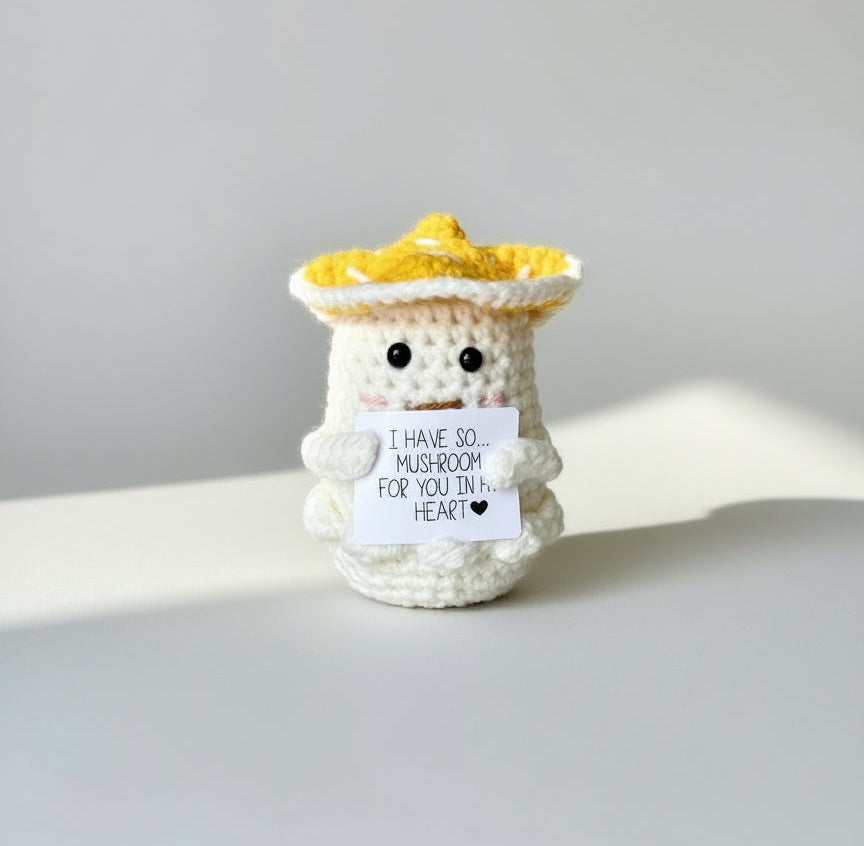 Gehäkelter Pilz | Positive Mushroom mit gelber Kappe