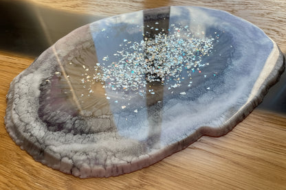 Handmade Epoxidharz Deko-Tablett - in der Farbe Mystic Purple Agate