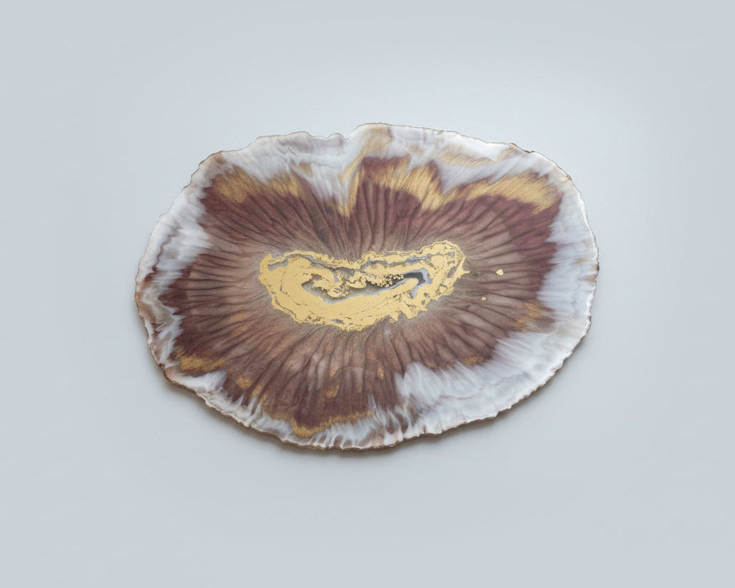 Handgemachtes Deko Tablett in "Smoky Bordeaux Gold" 