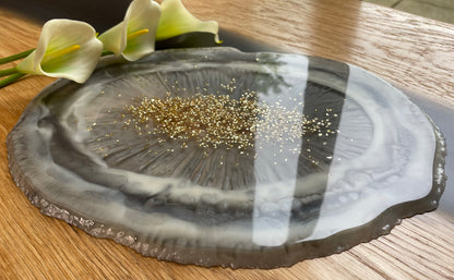 Epoxidharz Tablett in "Marble Grey
" - Seitenansicht 