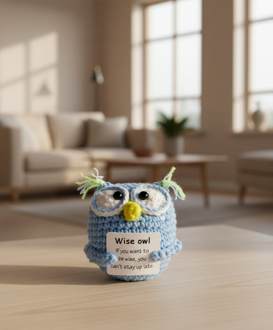 Wise Owl - blaue Eule mit positiver Botschaft - perfektes Mutmacher Geschenk 