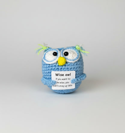 Wise Owl - blaue Eule mit positiver Botschaft - perfektes Mutmacher Geschenk 