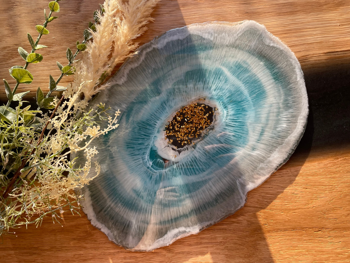 Epoxidharz Deko-Tablett in "Lagoon Blue" 
