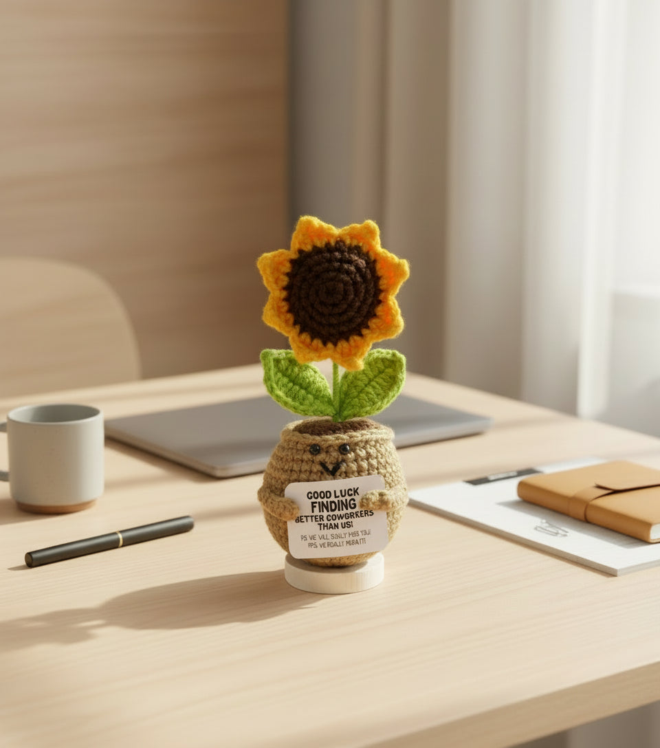 Emotional Support Plant - gehäkelte Blume als witziges Kollegen Geschenk
