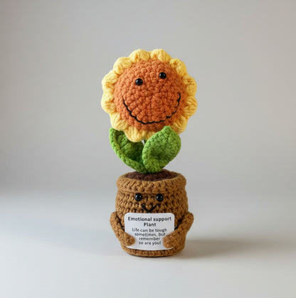 Emotional Support Plant - gehäkelte Blume mit Smileys - groß