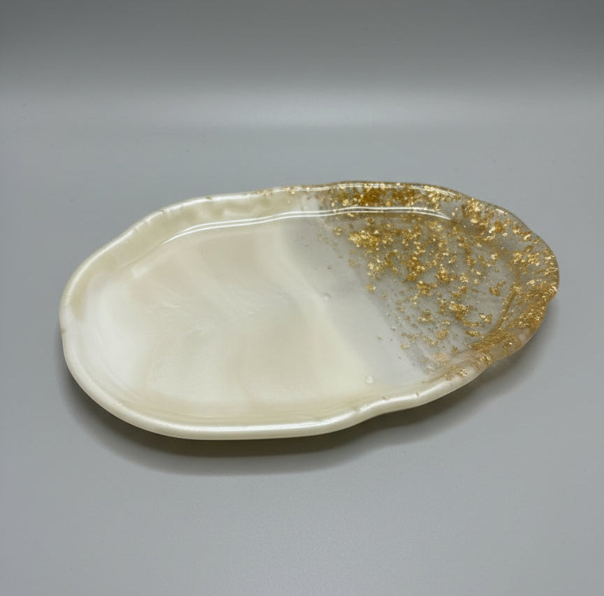 Elegantes Deko-Tablett Epoxidharz 28x16 cm | Gold-Details | 12 Designs