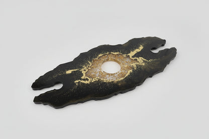 Weinglas Halter aus Epoxidharz Schwarz-Gold handgefertigt