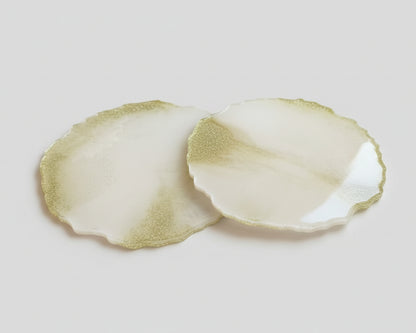 Marmor-Glitzer Untersetzer Set mit 2 Untersetzer in Creme-Champagne