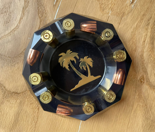 Epoxidharz Aschenbecher mit Palmen - handgemacht