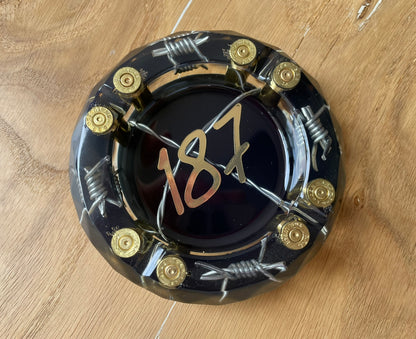 187 Aschenbecher Rund mit Draht | Epoxidharz | Rap Fan Geschenk
