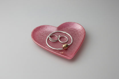 Epoxidharz Herz-Schmuckschale mit Rosa Glitzer - perfektes Valentinstaggeschenk 