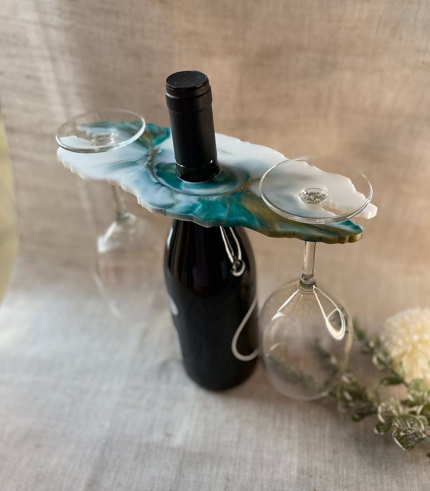 Wine Butler Epoxidharz | Handgefertigt | Weinglashalter | Hochzeitsgeschenk