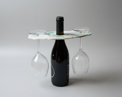 Epoxidharz Wine Butler in Marmoroptik - Weiß-Minze-Gold