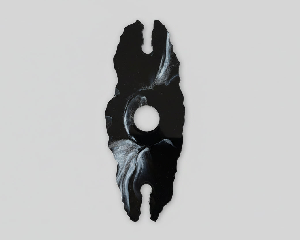 Weinglas Halter aus Epoxidharz Schwarz-Silber-Weiß-Marmor  handgefertigt - Ansicht von oben