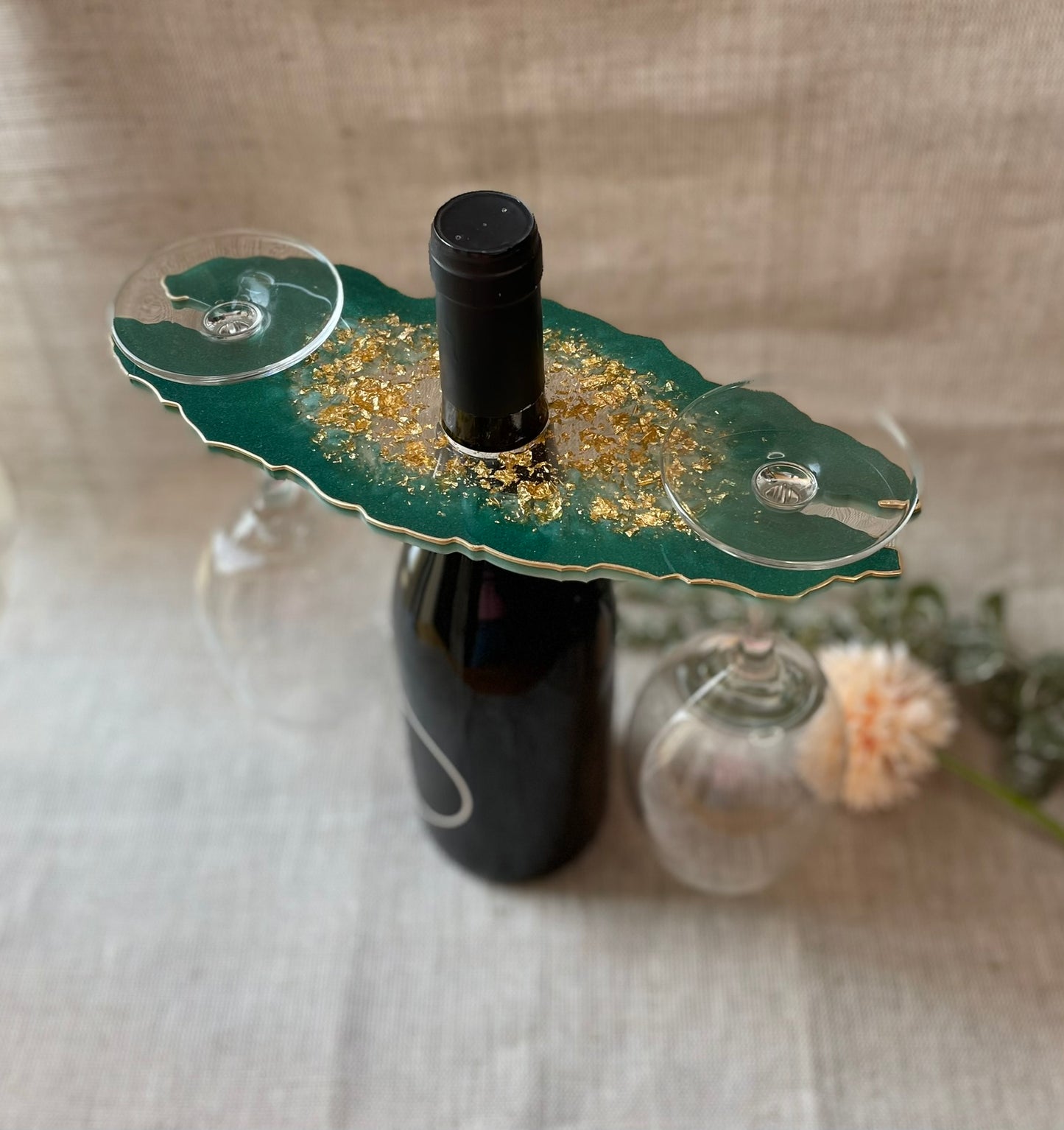 Wine Butler Epoxidharz | Handgefertigt | Weinglashalter | Hochzeitsgeschenk