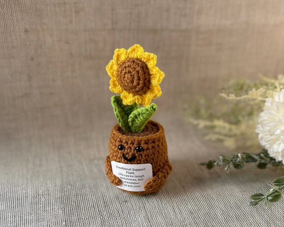 Gehäkelte Blume im Topf "Emotional Support Plant" 