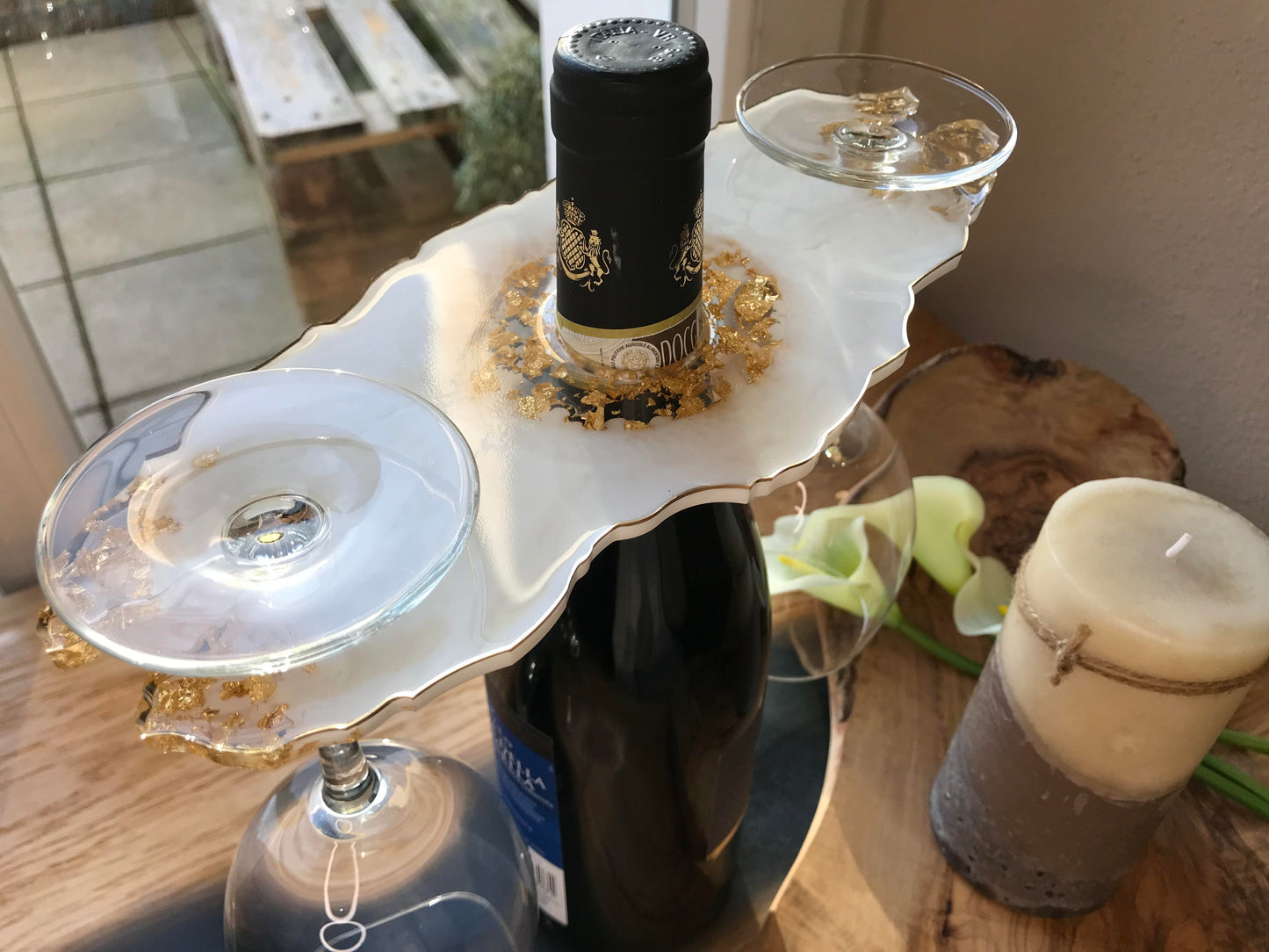 Wine Butler Epoxidharz | Handgefertigt | Weinglashalter | Hochzeitsgeschenk