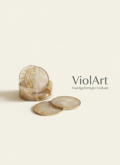 ViolArt Untersetzer Banner - 6er Set, Beige 